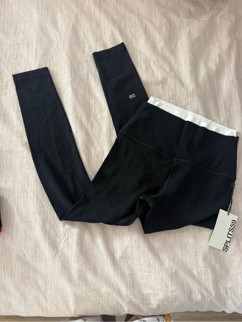 Splits59 Black Leggings with White Waistband
